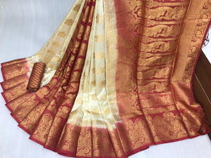 Fantastic Maroon Color Designer Nylon Silk Rich Pallu Jalar Dying Material Saree Blouse For Wedding Wear