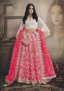 Good-looking Red Designer Bridal Butterfly Net Stone Embroidered Work Lehenga Choli For Wedding Wear