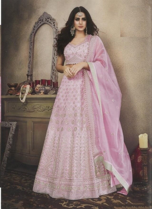 Amazing Light Purple Color Designer Bridal Butterfly Net Fancy Embroidered Stone Work Lehenga Choli For Wedding Wear