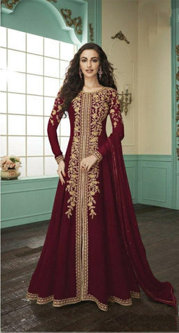 Wedding Wear Maroon Color Designer Faux Georgette Embroidered Codding Work Salwar Suit