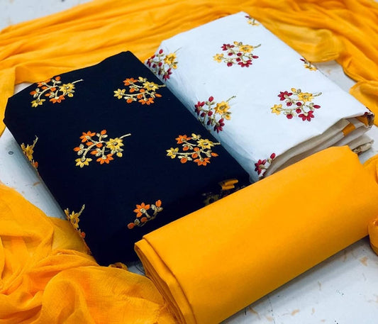 Cyber Color Embroidered Work Semi Modal Two Top Salwar Suit Set For Women