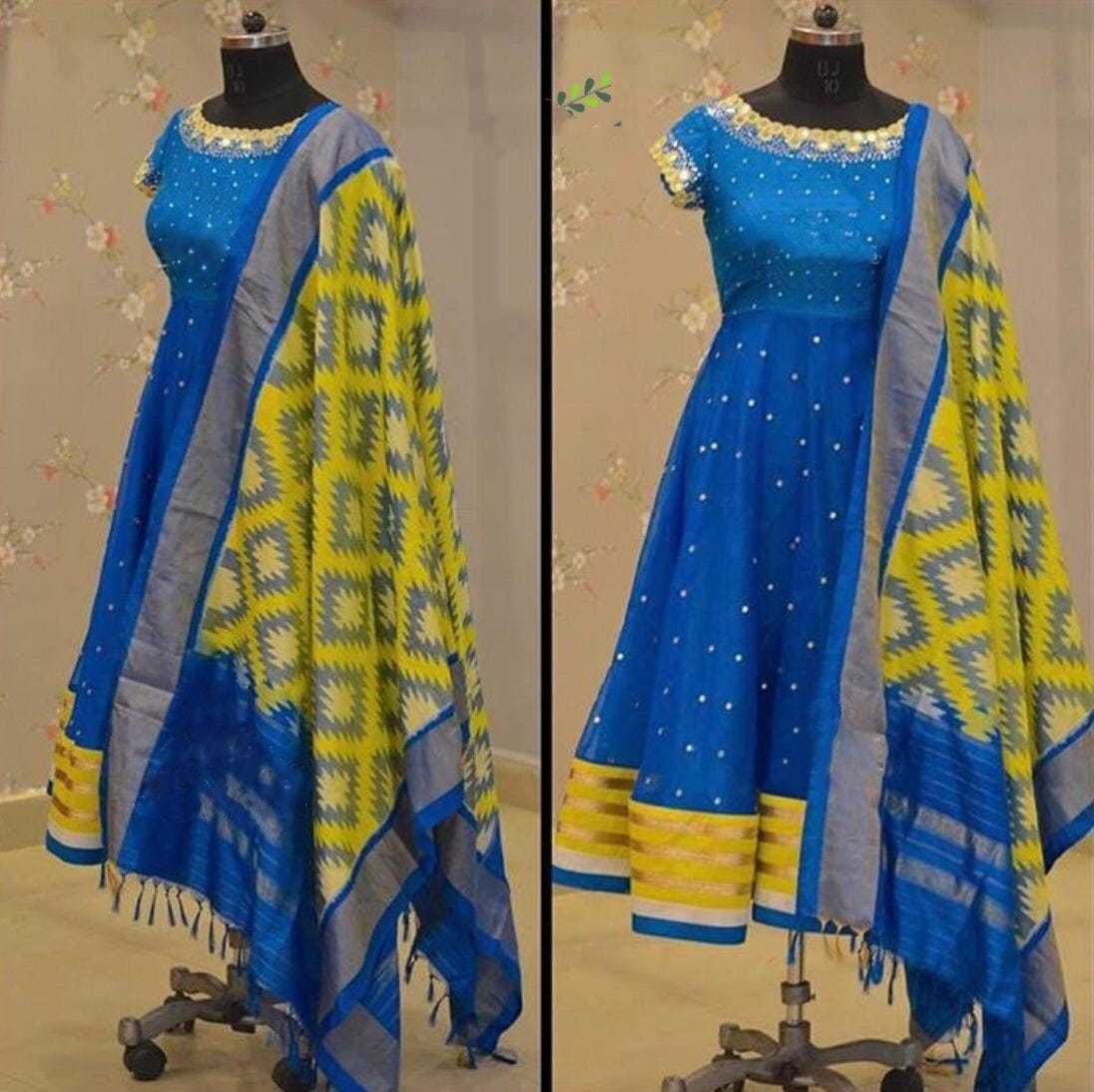 Function Wear Sky Blue Color Ready Made Cotton Rayon Flex Printed Kurti With Dupatta