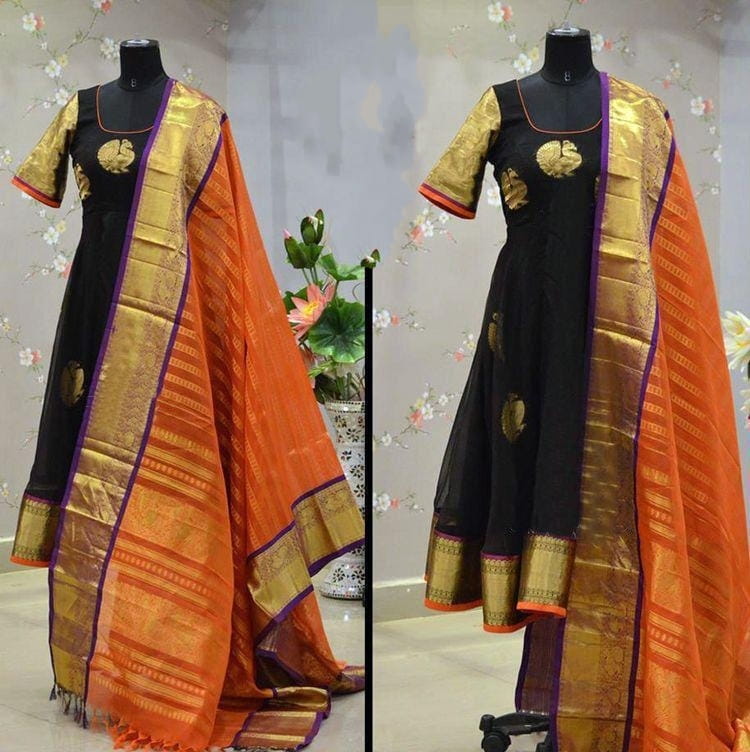 Attractive Black Color Party Wear Full Stitched Printed Cotton Flex Rayon Kurti With Dupatta For Women