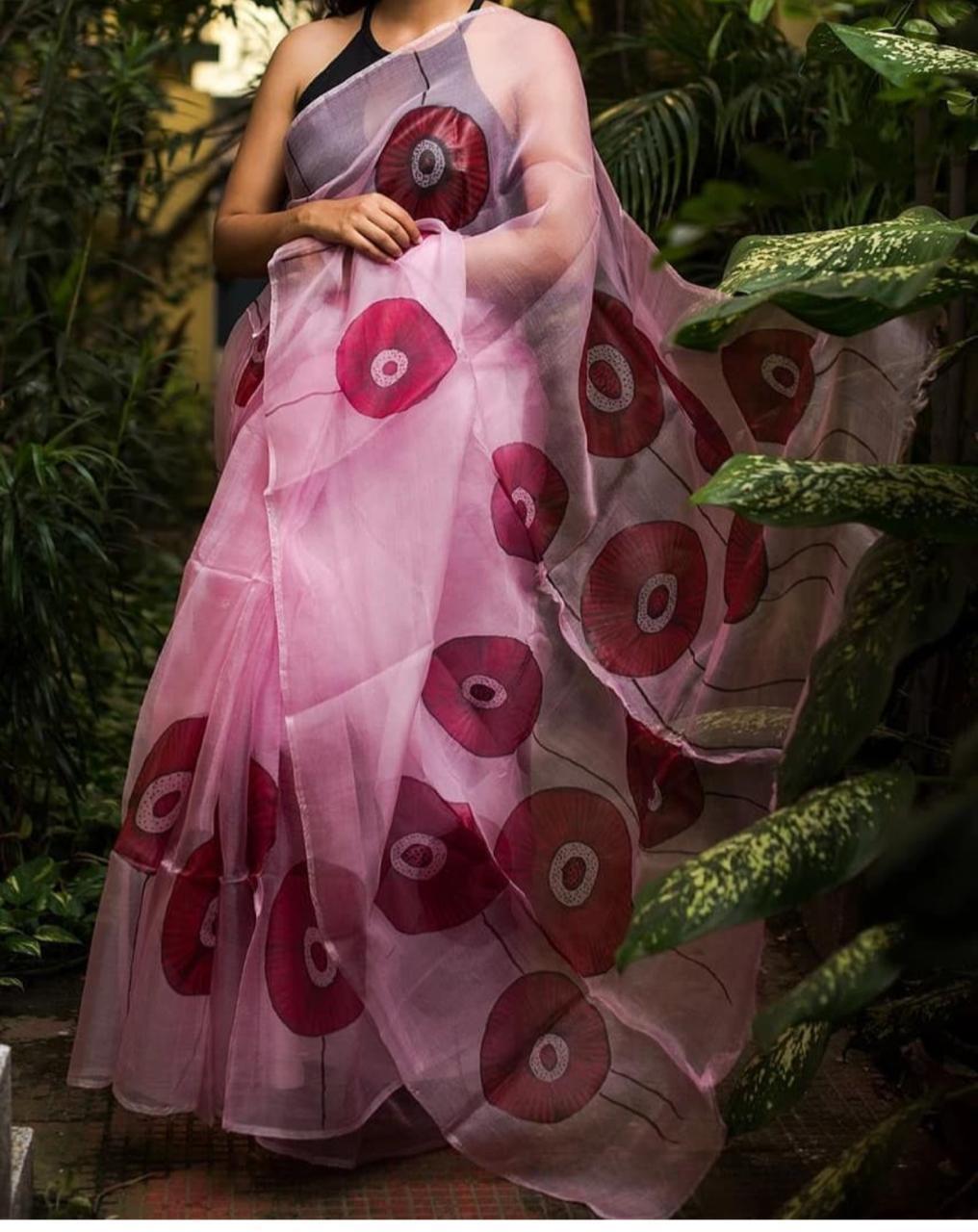 Opulent Baby Pink Color Festive Wear Organza Designer Digital Printed Saree Blouse