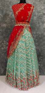 Staggering Sea Green Color Amazing Stone Embroidered Cut Work Nylon Fancy Net Lehenga Choli For Occasion Wear