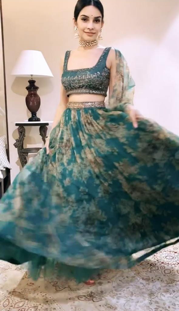 Pretty Rama Blue Color Designer Organza Embroidered Sequence Work Lehenga Choli For Wedding Wear