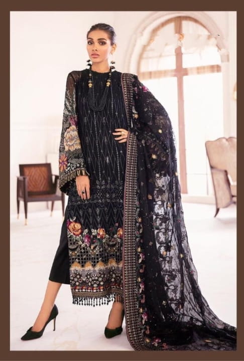 Hypnotic Black Color Wedding Wear Faux Georgette Traditional Wear Embroidered Work Salwar Kameez
