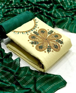 Flaunt Light Green Color Function Wear Chanderi Silk Hand Work Salwar Kameez For Women