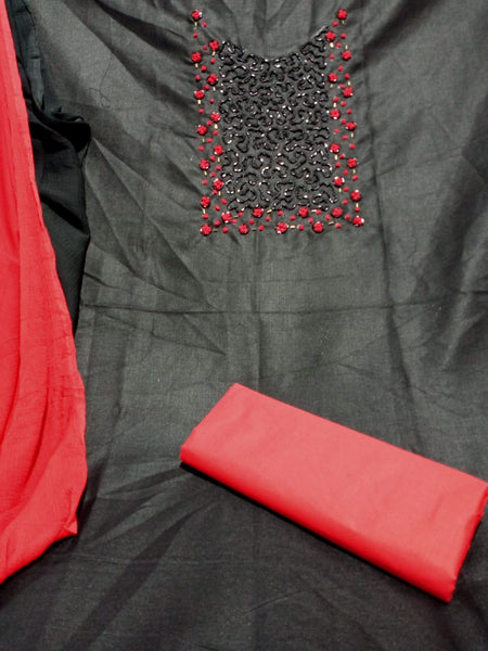 Thrilling Black Color Fancy Casual Wear Cotton Hand Work Salwar Kameez