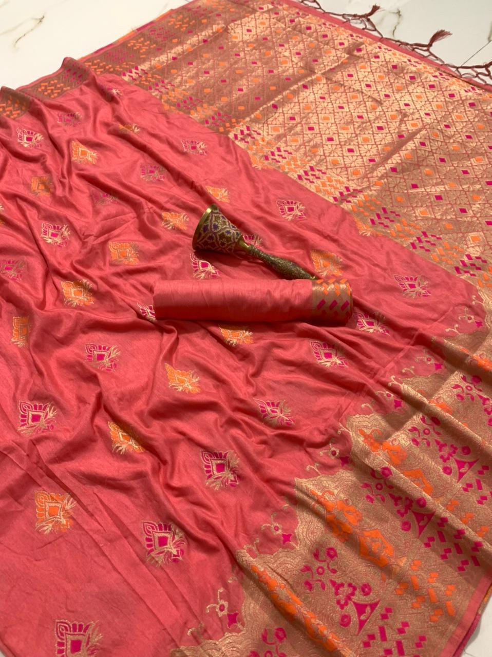 Superlative Light Pink Color Fancy Art Silk Zari Weaving Work Indian Wear Saree Blouse