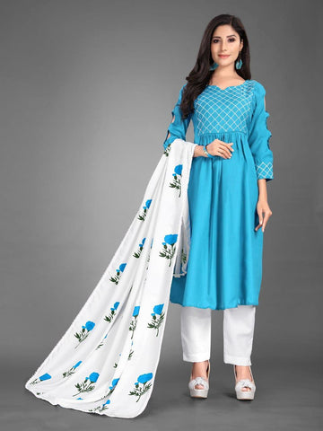 Adorable Cotton Neck Design Ready Made Designer Salwar Suit For Ladies