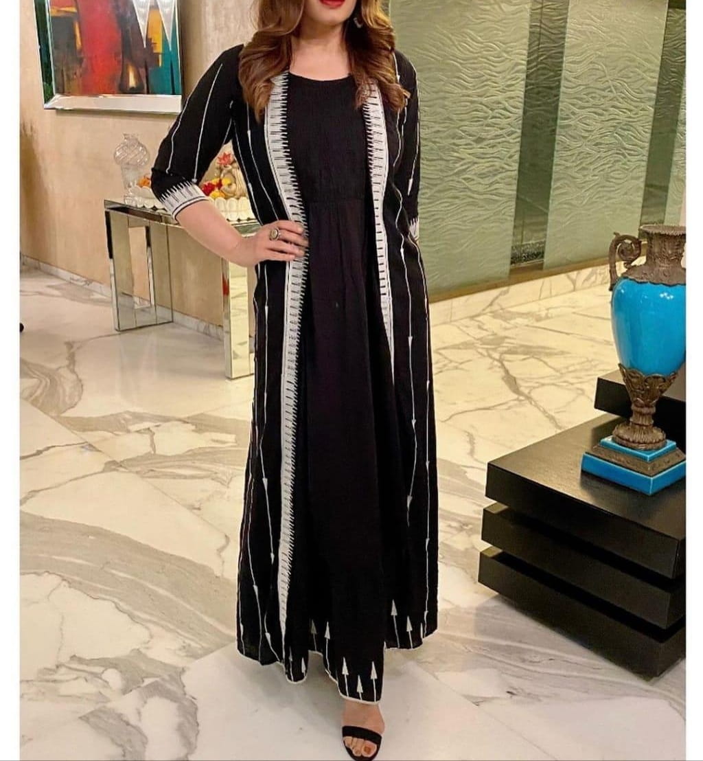Smashing Black Color Party Wear Beautiful Georgette Embroidered Work Design Ready Made Gown
