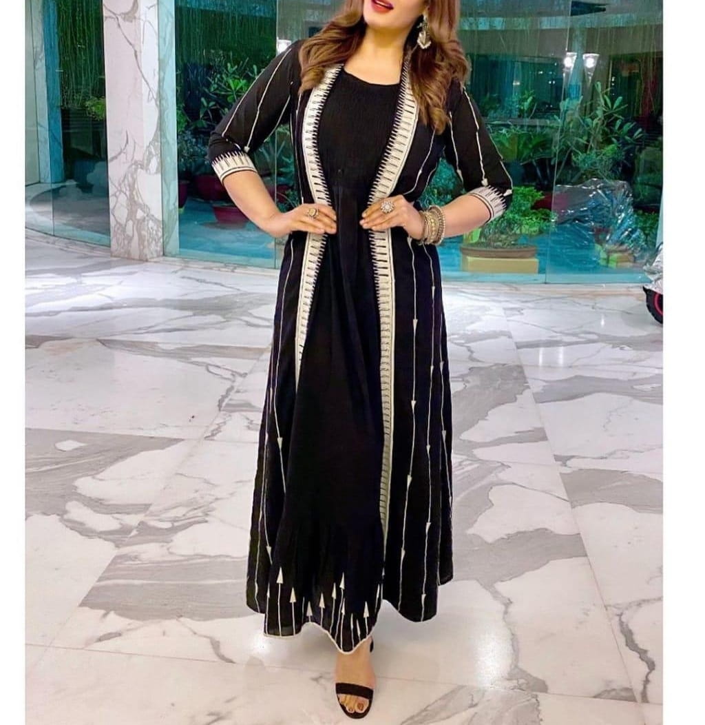 Smashing Black Color Party Wear Beautiful Georgette Embroidered Work Design Ready Made Gown