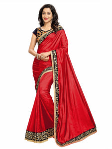 Gorgeous Red Color Designer Embroidered Work Fancy Paper Silk Designer Saree Blouse For Wedding Wear