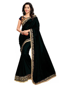 Adorable Black Color Function Wear Embroidered Work Paper Silk Designer Designer Saree Blouse for women