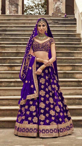 Opulent Purple Color Designer Wedding Wear Tapeta Silk Embroidered Work Lehenga Choli