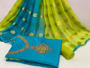 Alluring Sky Blue Color Chanderi Cotton Designer Hand Khatli Work Salwar Suit For Function Wear