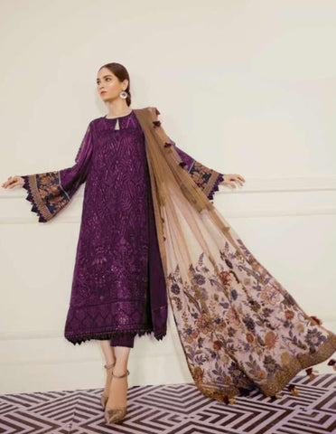 Dismaying Wine Color Wedding Wear Designer Georgette Fancy Embroidered Work Salwar Suit