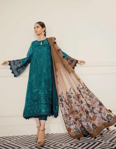 Festive Wear Rama Color Pretty Georgette Latest Embroidered Work Salwar Suit Design