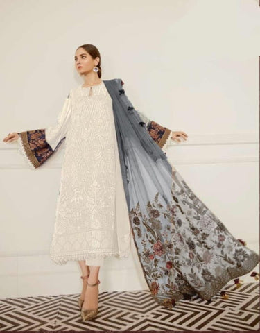 Captivation Off White Color Georgette Fashionable Embroidered Work Fancy Design Salwar Kameez