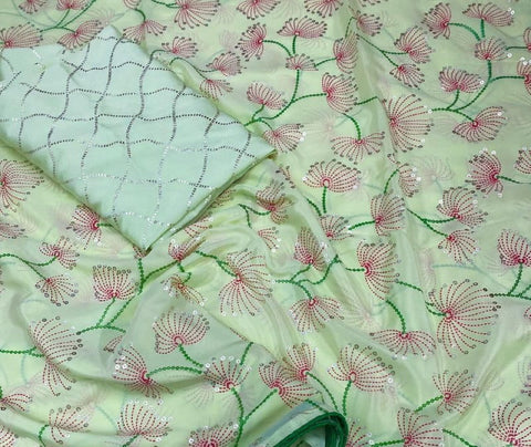 Staggering Sea Green Color Designer Crape Silk Fancy Foil Printed Occasion Wear Saree Blouse
