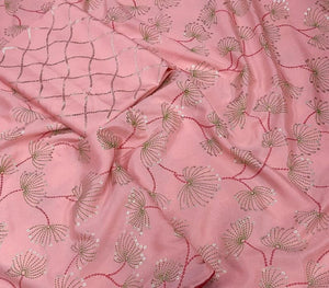 Starling Pink Color Beautiful Foil Printed Design Crape Silk Saree Blouse For Women