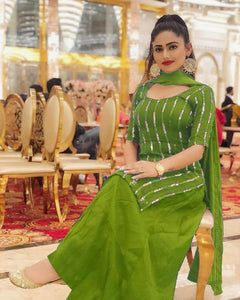 Absolute Green Color Fancy Embroidered Sequence Work Salwar Suit For Wedding Wear