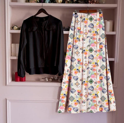 Spectacular Multi Color Designer Digital Printed Cotton Fancy Festive Wear Ready Made Top Skirt for women