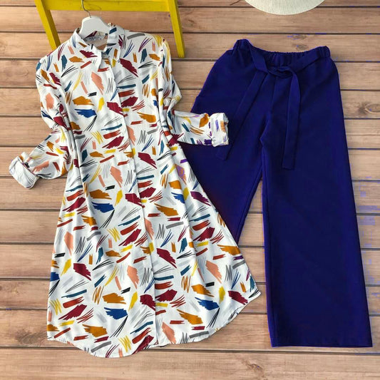 Flattering Multi Color Full Stitched Designer Flex Cotton Printed Party Wear Kurti Plazo for women