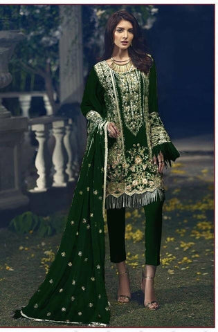 Classic Green Color Festival Wear Embroidered Work Fancy Georgette Salwar Suit