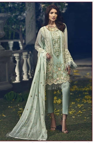 Dazzling Sea Green Color Function Wear Georgette Stylish Embroidered Work Salwar Suit