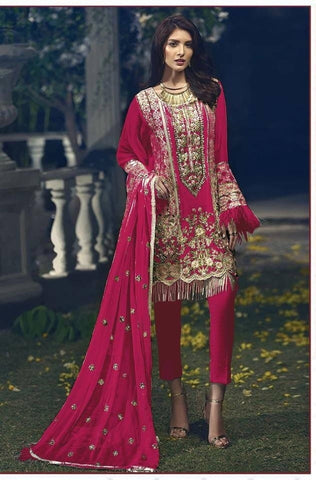 Engrossing Pink Color Occasion Wear Georgette Embroidered Work Salwar Suit