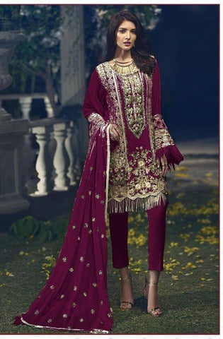 Blooming Wine Color Georgette Traditional Wear Embroidered Work Salwar Suit