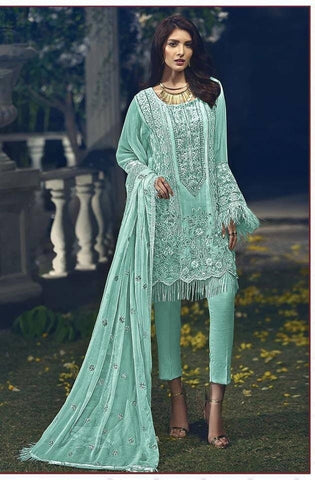 Exceptional Light Blue Color Designer Georgette Embroidered Work Salwar Suit