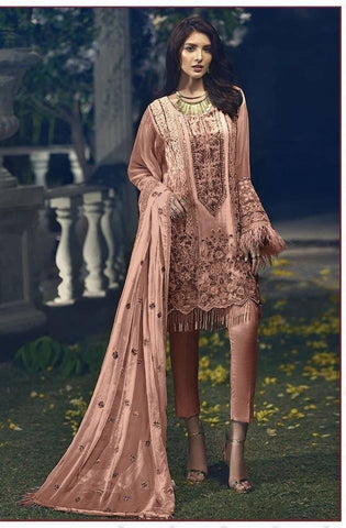 Fabulous Peach Color Wondrous Georgette Embroidered Work Salwar Suit Designer