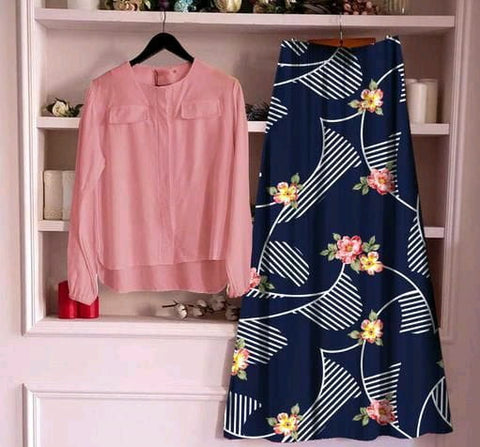 Desirable Baby Pink Ready Made Festive Wear Rayon Digital Printed Designer Skirt Top