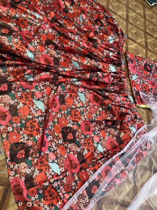 Enamoring Red Color Art Silk Designer Flower Zari Gotta Digital Printed Work Lehenga Choli