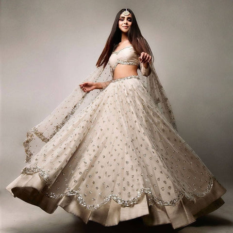 Appealing Off White Color Occasion Wear Net Embroidered Work Lehenga Choli