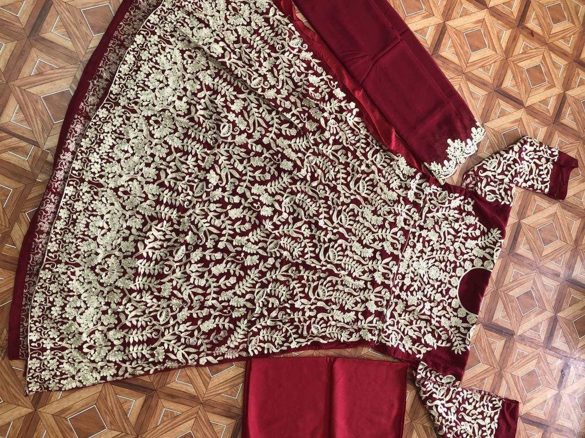 Stupendous Red Color Wedding Wear Silk Georgette Embroidered Work Salwar Suit