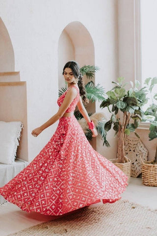 Striking Red Color Wedding Wear Banglori Silk Designer Embroidered Work Lehenga Choli