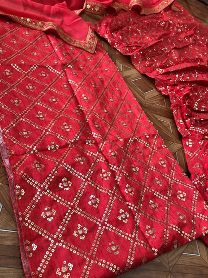 Striking Red Color Wedding Wear Banglori Silk Designer Embroidered Work Lehenga Choli