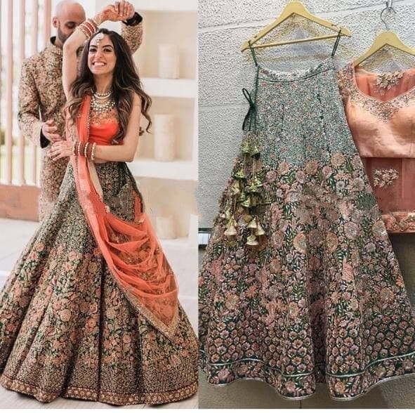 Appealing Green Color Wedding Wear Malbari Silk Designer Embroidered Work Lehenga Choli