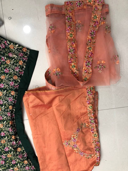 Appealing Green Color Wedding Wear Malbari Silk Designer Embroidered Work Lehenga Choli