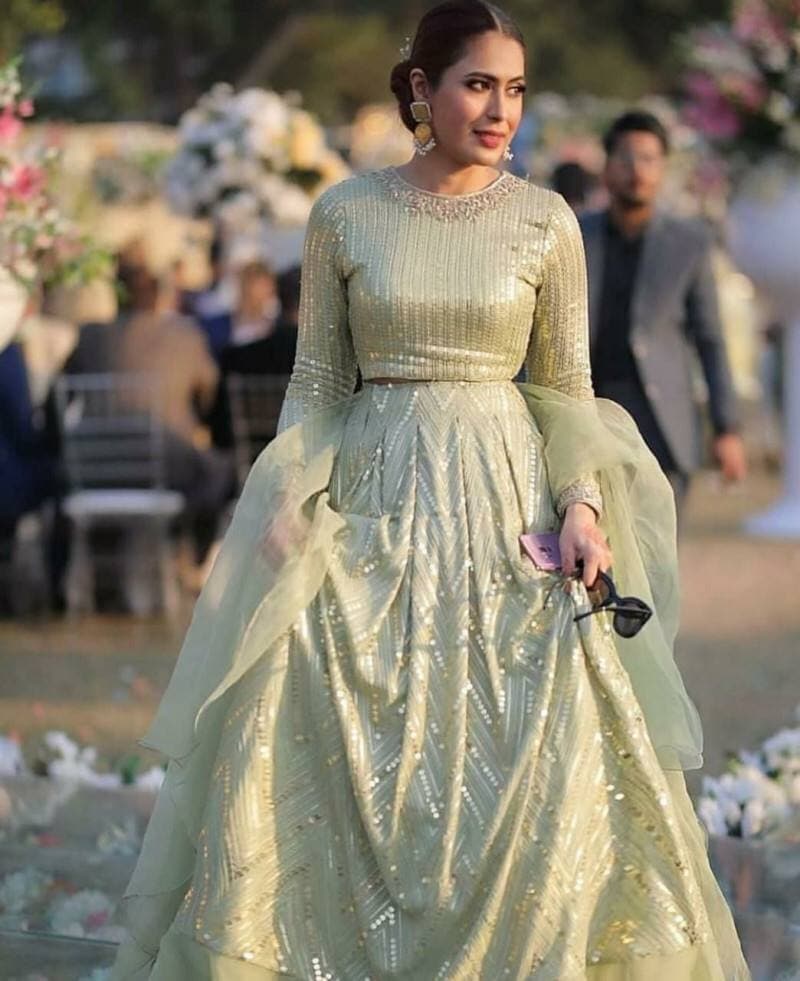 Absolute Light Green Color Festive Wear Georgette Sequence Embroidered Designer Work Lehenga Choli