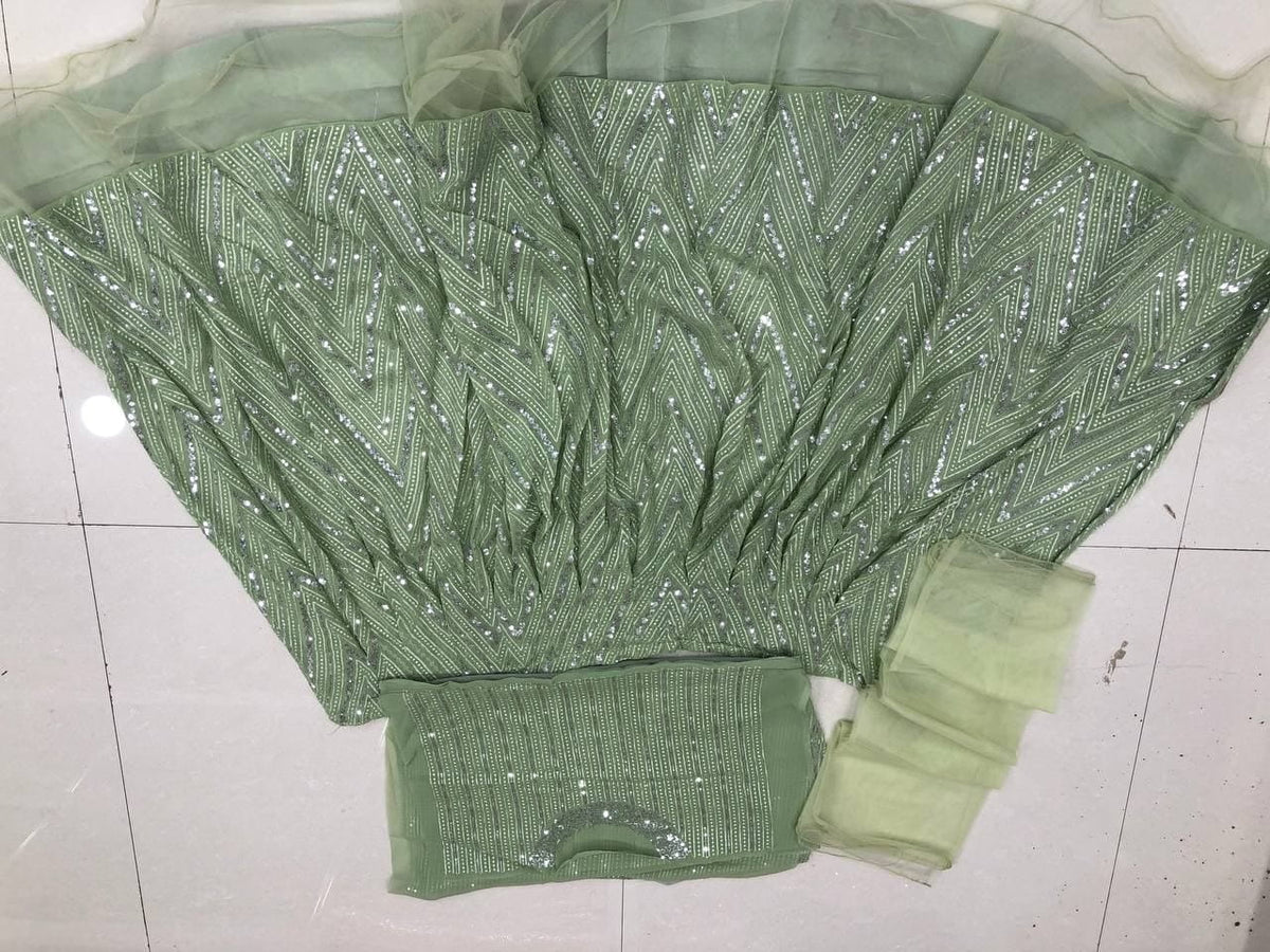 Absolute Light Green Color Festive Wear Georgette Sequence Embroidered Designer Work Lehenga Choli