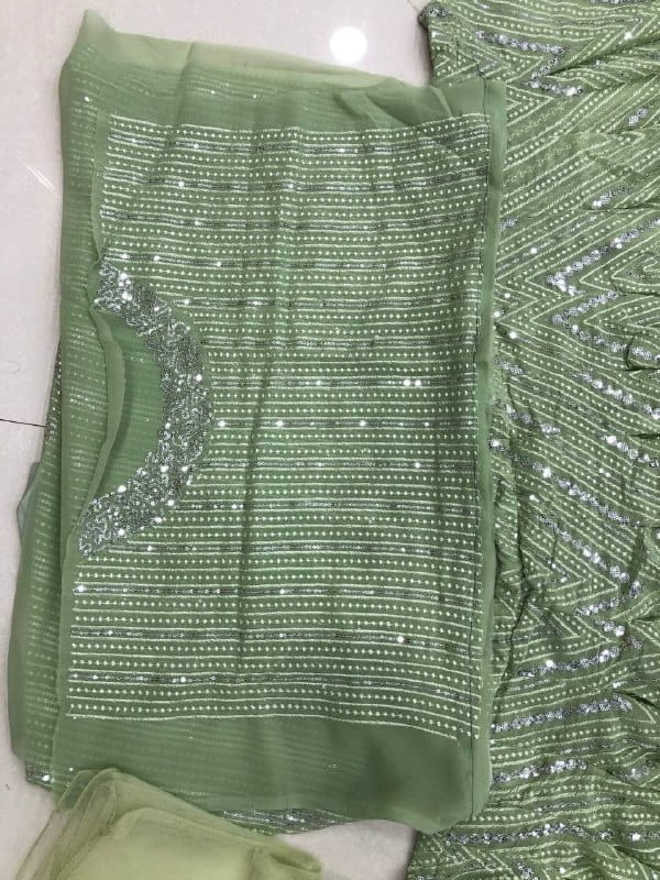 Absolute Light Green Color Festive Wear Georgette Sequence Embroidered Designer Work Lehenga Choli