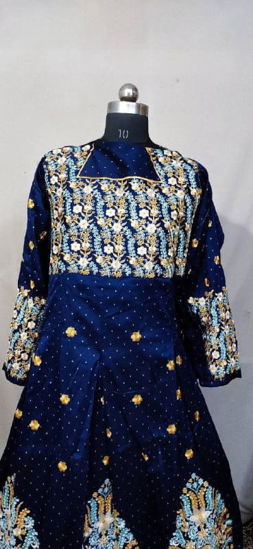 Tremendously Blue Color Diamond Work Fancy Georgette Salwar Suit For Women