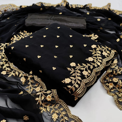 Modern Black Color Festive Wear Georgette Multi Work Salwar Suit For Ladies