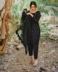 Marvellous Black Color Full Stitched Zari Embroidered Work Georgette Salwar Suit For Wedding Wear