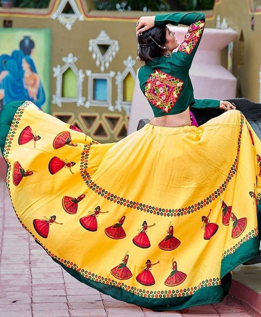 Capricious Yellow Color Designer Soft Silk Fancy Digital Printed Festival Wear Lehenga Choli